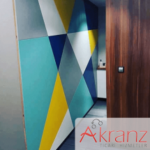 Ahşap desen ve bant ile bölme dekoratif duvar boya Ahşap desen ve bant ile bölme dekoratif duvar boya